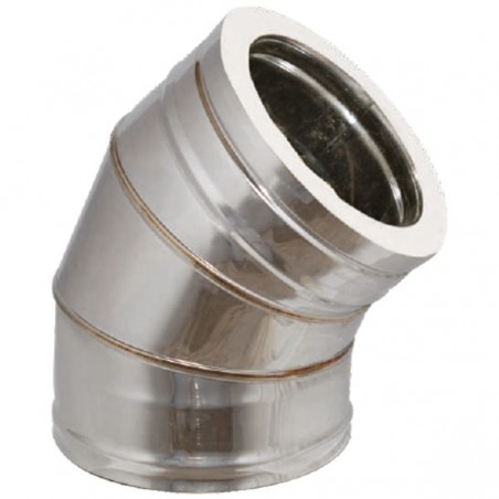 Technometal γωνία καμινάδας 45° διπλού τοιχώματος Φ 200/250 με πάχος χάλυβα 0,40mm