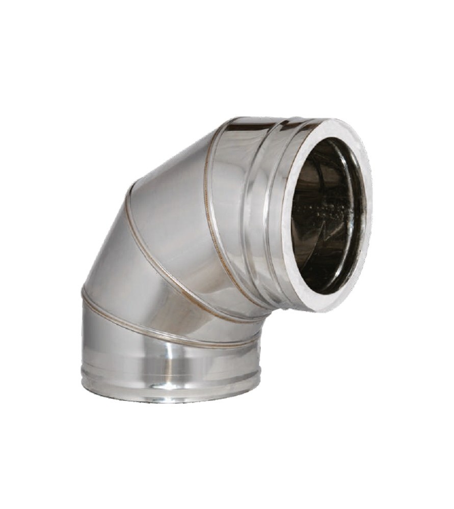 Technometal γωνία καμινάδας 90° διπλού τοιχώματος Φ 200/250 με πάχος χάλυβα 0,40mm