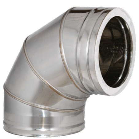 Technometal γωνία καμινάδας 90° διπλού τοιχώματος Φ 200/250 με πάχος χάλυβα 0,40mm