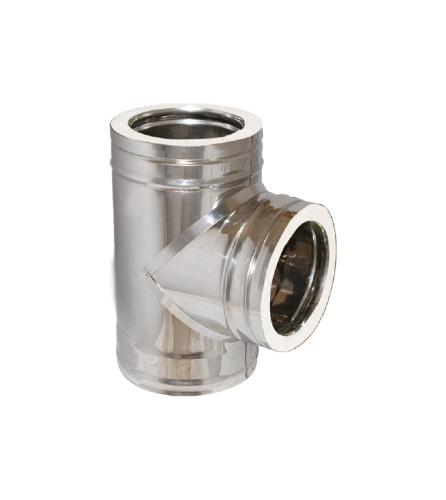 Technometal τάφ καμινάδας 90° διπλού τοιχώματος Φ 250/300 με πάχος χάλυβα 0,40mm