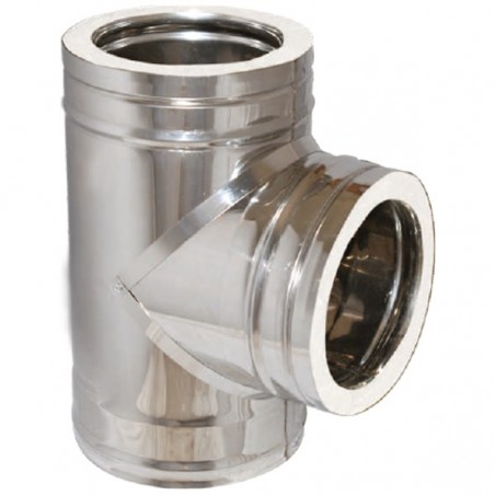 Technometal τάφ καμινάδας 90° διπλού τοιχώματος Φ 250/300 με πάχος χάλυβα 0,40mm