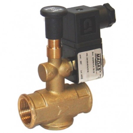 MADAS 208.12.22.15 Ηλεκτρομαγνητική Βαλβίδα Ν.Ο. χειροκίνητης επαναφοράς Ορειχάλκινη με Διάμετρο 1”