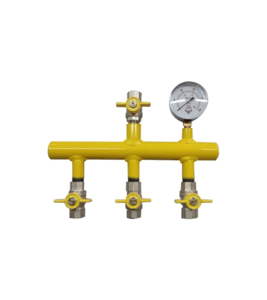 S.I.M.E. 991.16.11.22 Κολεκτέρ διανομής με μανόμετρο χαμηλής πίεσης 4 εξόδων