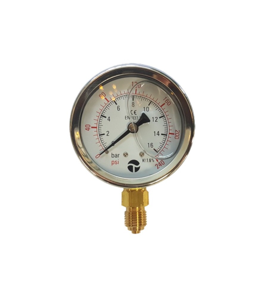 S.I.M.E. 704.31.37.16 Μανόμετρο υψηλής πίεσης με γλυκερίνη κ μέτρηση 16 bar