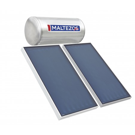 ΜΑΛΤΕΖΟΣ GLASS 300 λτ Τριπλής Ενέργειας  2 X SAC 130 X 150 (2 συλλέκτες) Ηλιακός Θερμοσίφωνας Ταράτσας
